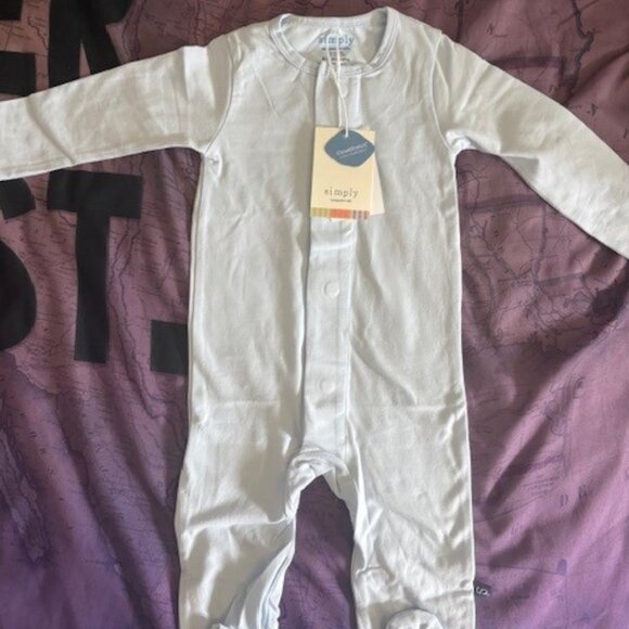 Magnetic Me Organic Cotton Footie - Soft Baby Blue Color - Picture 1 of 3